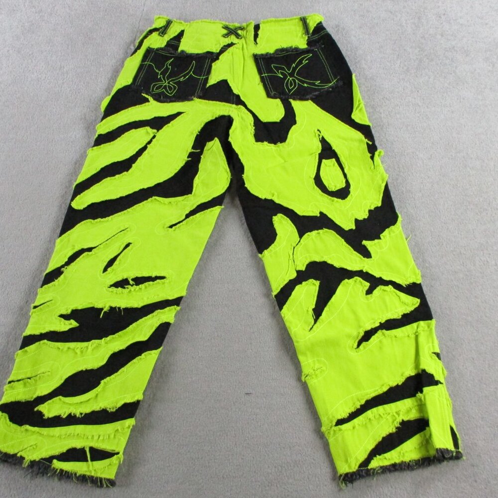 Cool Shirtz Portal Reversible Jeans Size 36 Neon Black Reversible Baggy Heavy - Picture 4 of 15